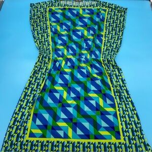 Roz & Ali Geometric Blue and Green Coverup Dress Size 14